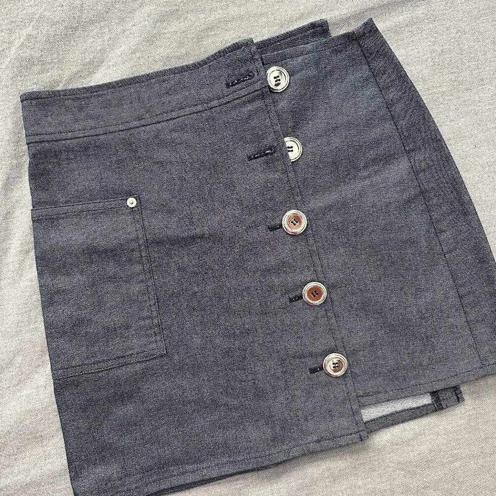 Asymmetrical Dark Blue Denim Skirt S